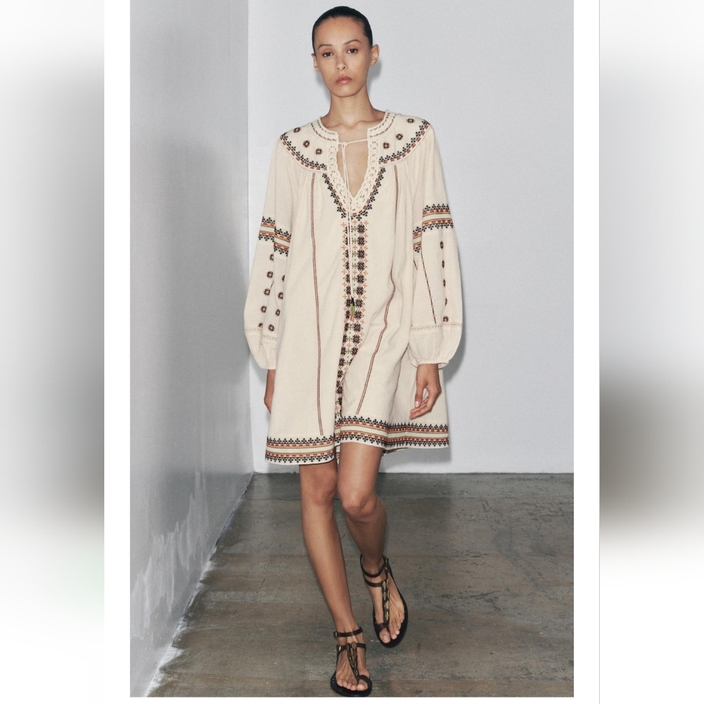 BNWT! Zara Embroidered Dress ZW Collection